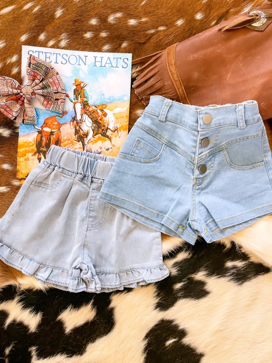 Ruffle denim shorts