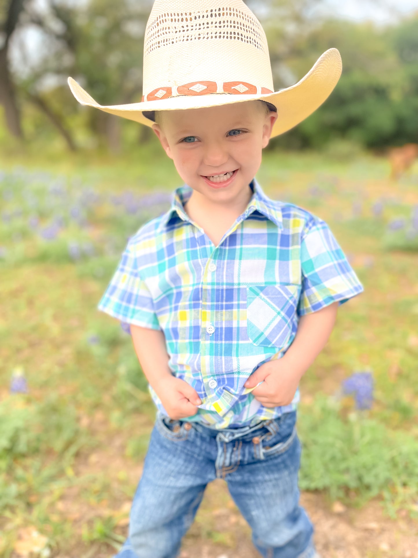 Boys button down- Blue/purple